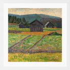 Norwegian Landscape — Wooden Buildings (1908–1910) by Konrad Mägi — white frame