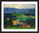 Norwegian Landscape — Village (1908–1910) by Konrad Mägi — black frame