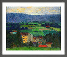 Norwegian Landscape — Village (1908–1910) by Konrad Mägi — dark grey frame