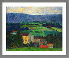 Norwegian Landscape — Village (1908–1910) by Konrad Mägi — light grey frame