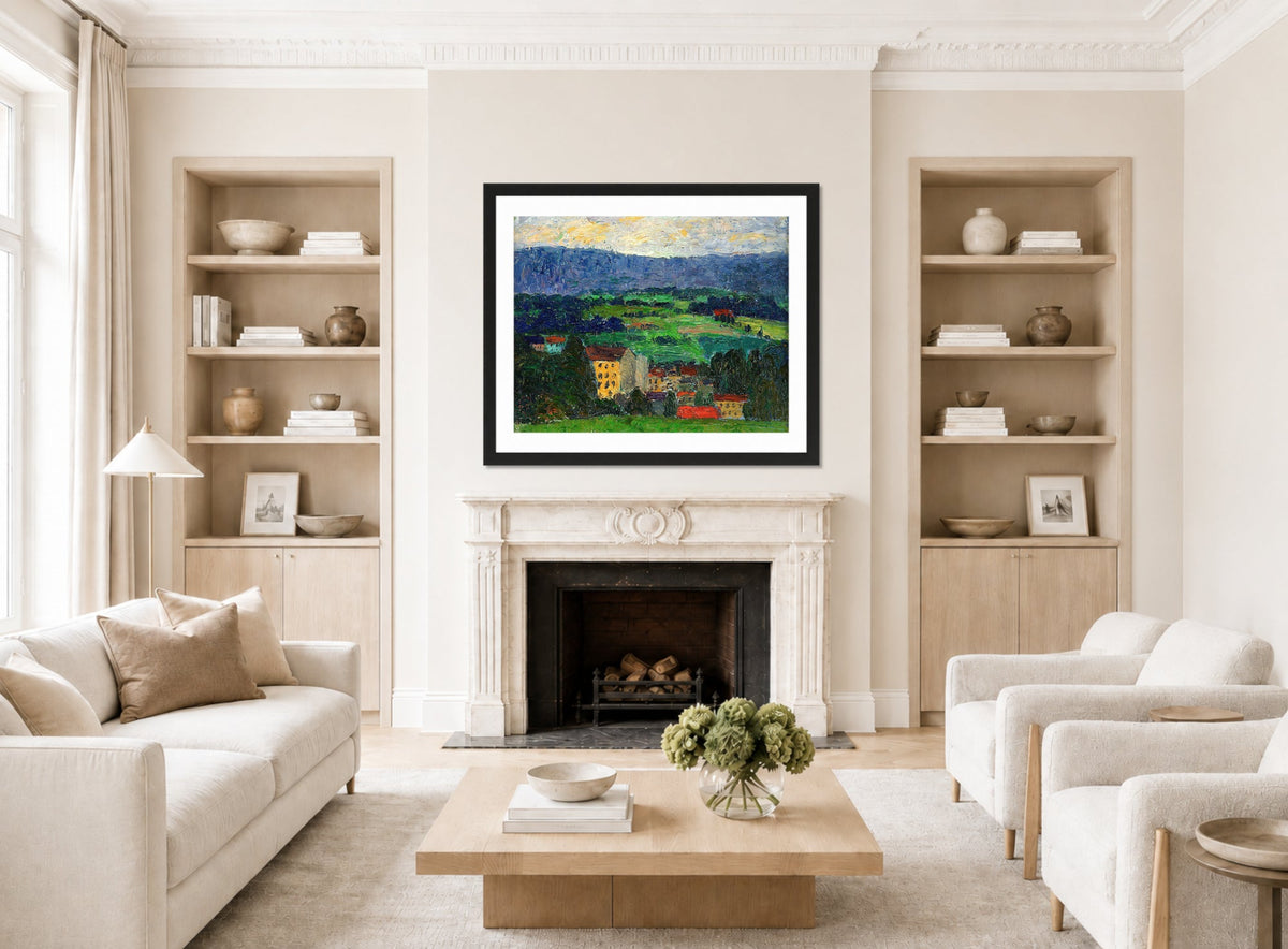 Norwegian Landscape — Village (1908–1910) by Konrad Mägi — living room roomset