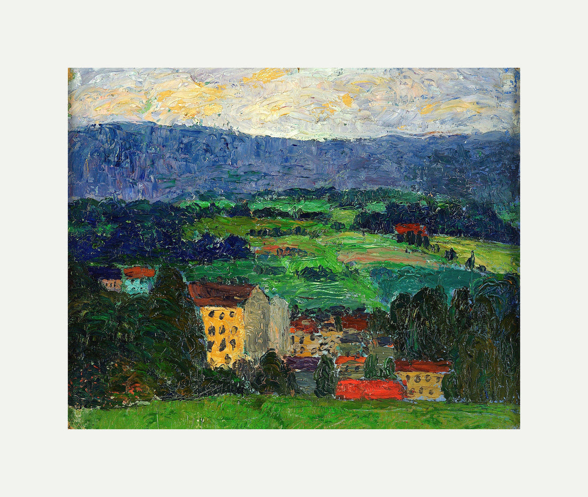 Norwegian Landscape — Village (1908–1910) by Konrad Mägi — rolled canvas
