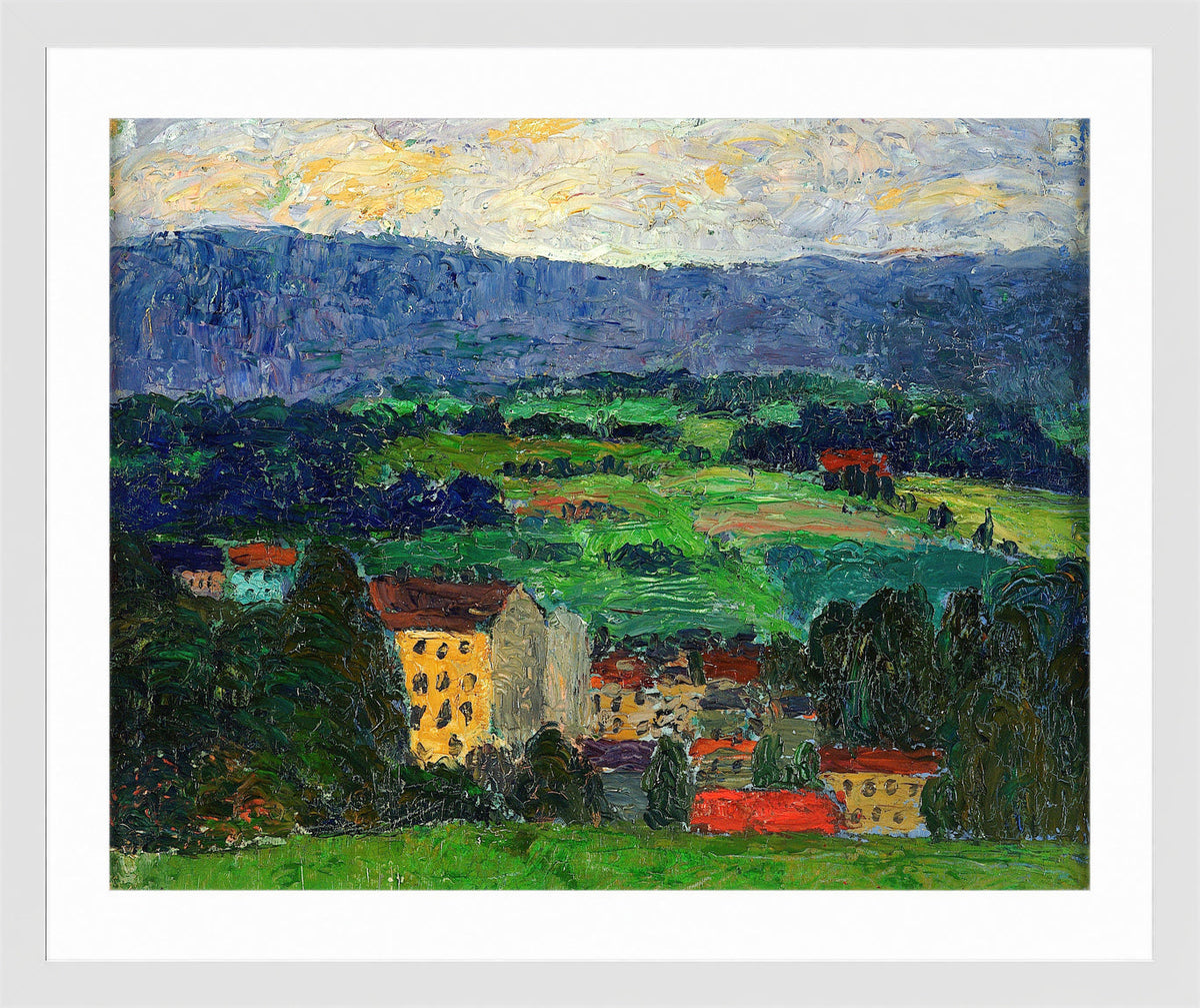 Norwegian Landscape — Village (1908–1910) by Konrad Mägi — white frame