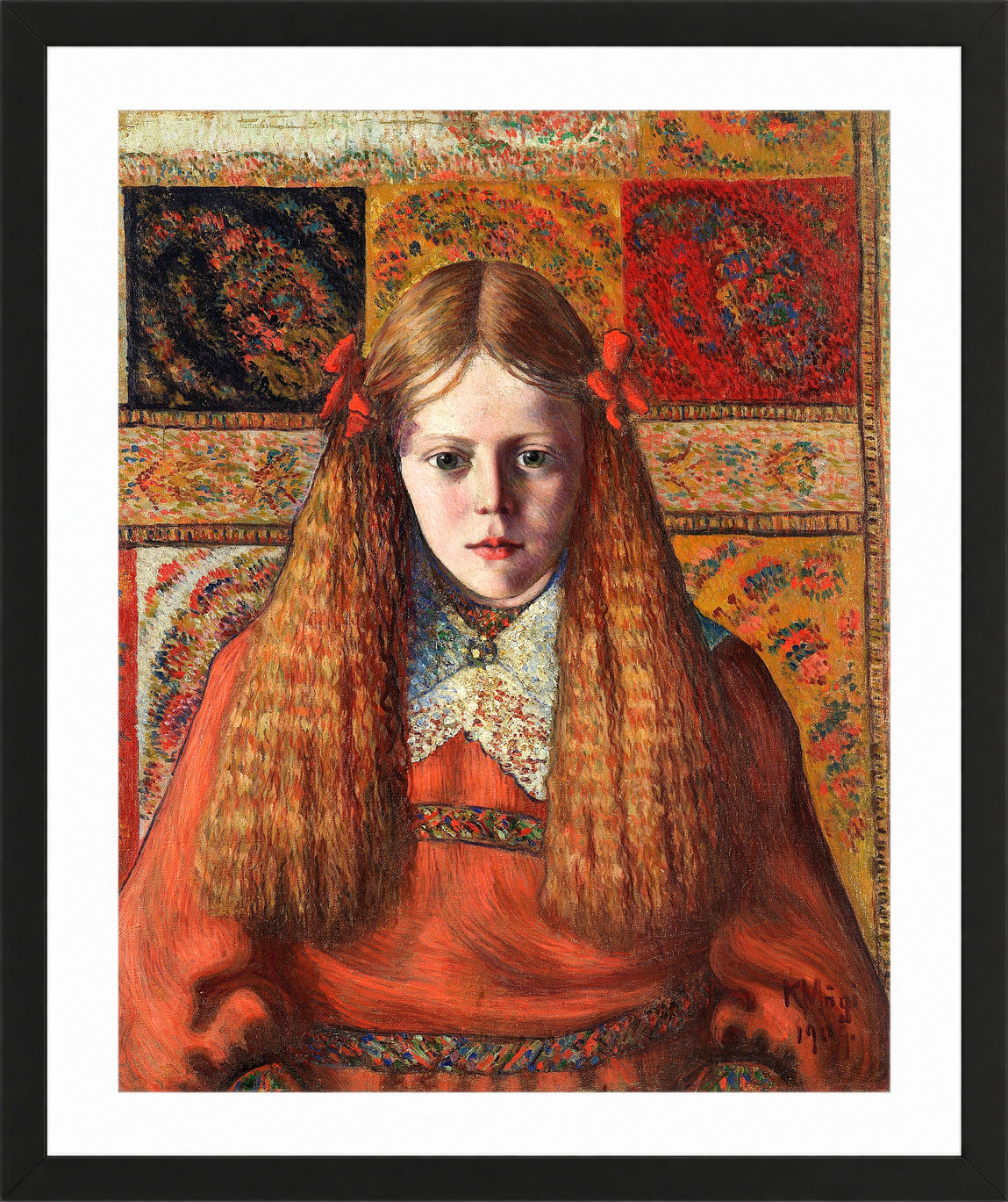 Portrait of a Norwegian Girl (1909) by Konrad Mägi — black frame