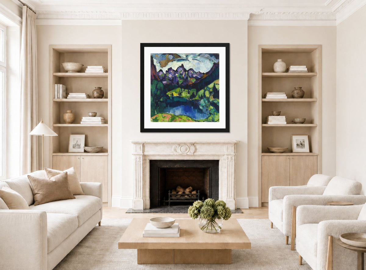 Oberstdorf Landscape (1922) by Konrad Mägi — living room roomset