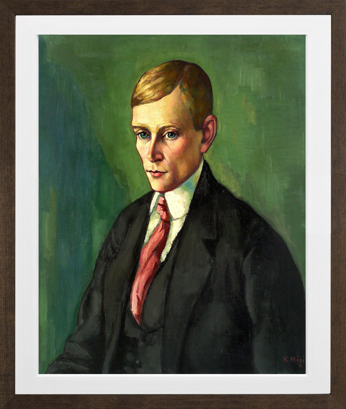 Portrait of a Man (1917–1918) by Konrad Mägi — brown frame