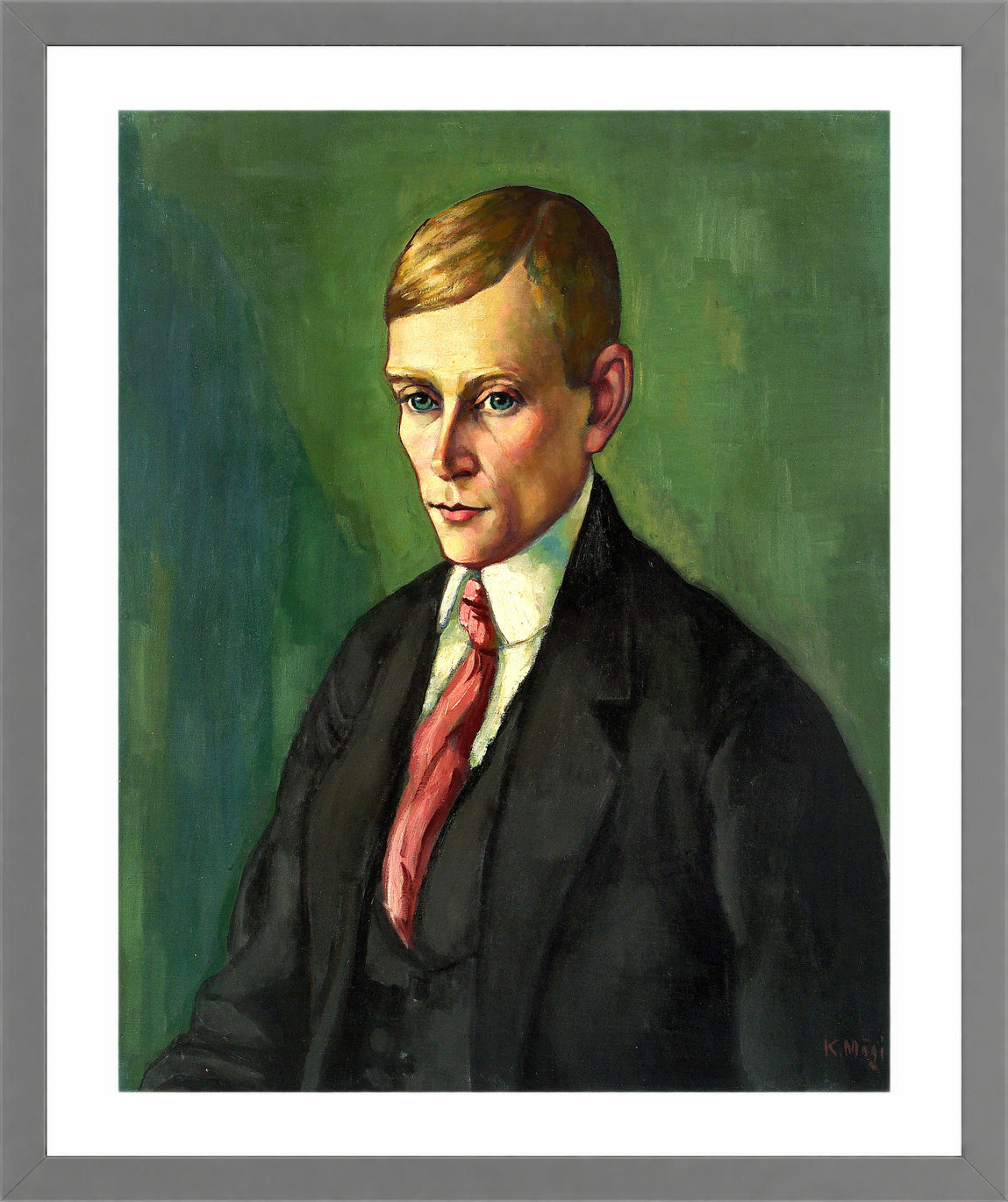 Portrait of a Man (1917–1918) by Konrad Mägi — light grey frame