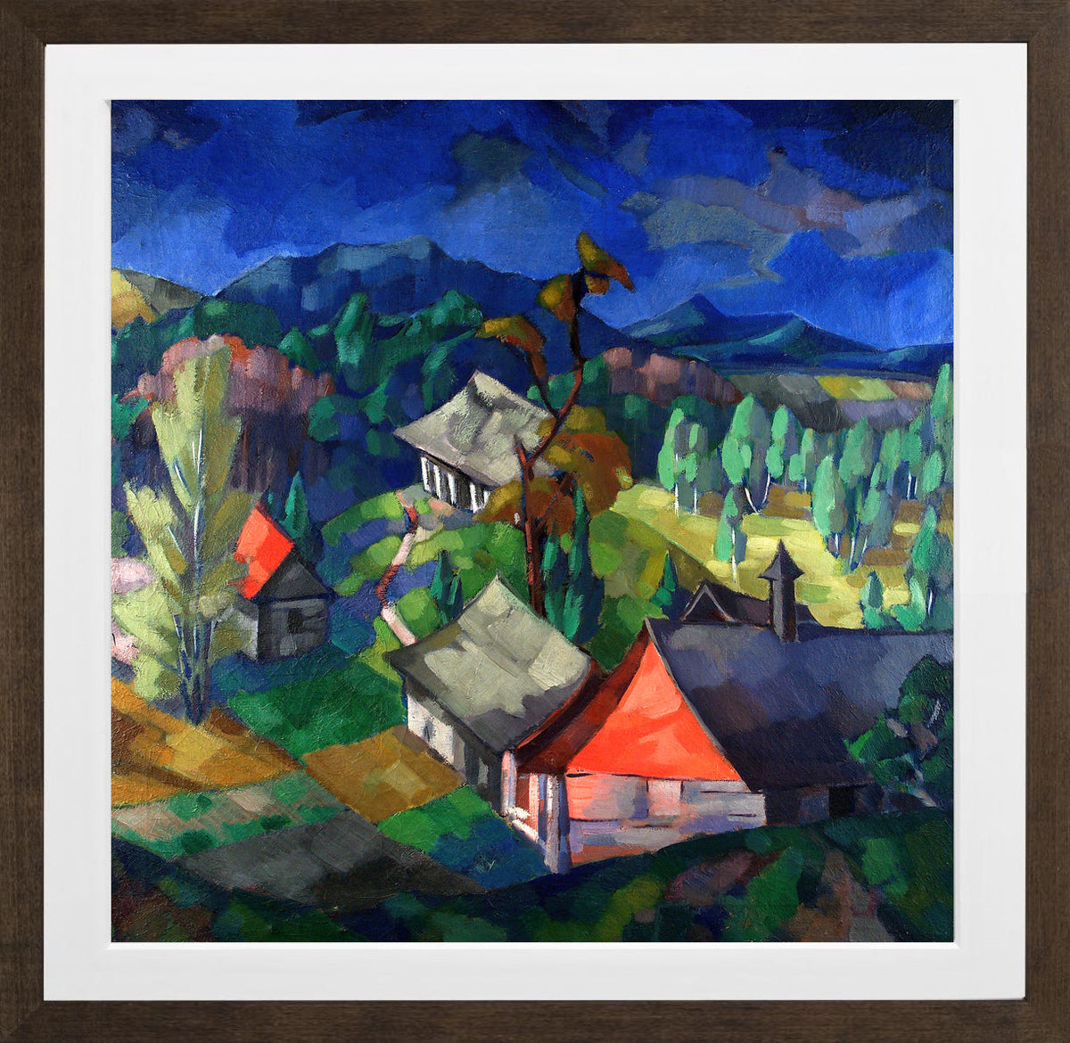 Lake Saadjärv Landscape (1923) by Konrad Mägi — brown frame