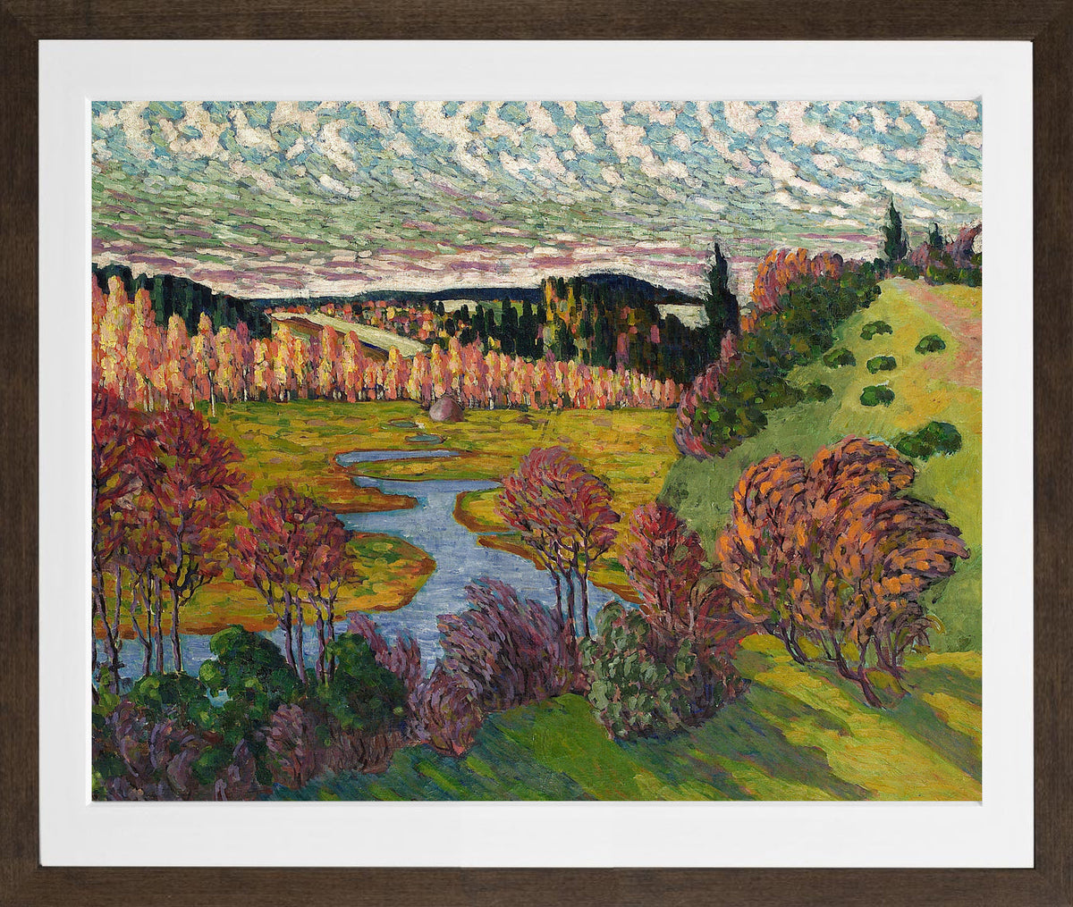 Autumn Landscape (1912) by Konrad Mägi — brown frame