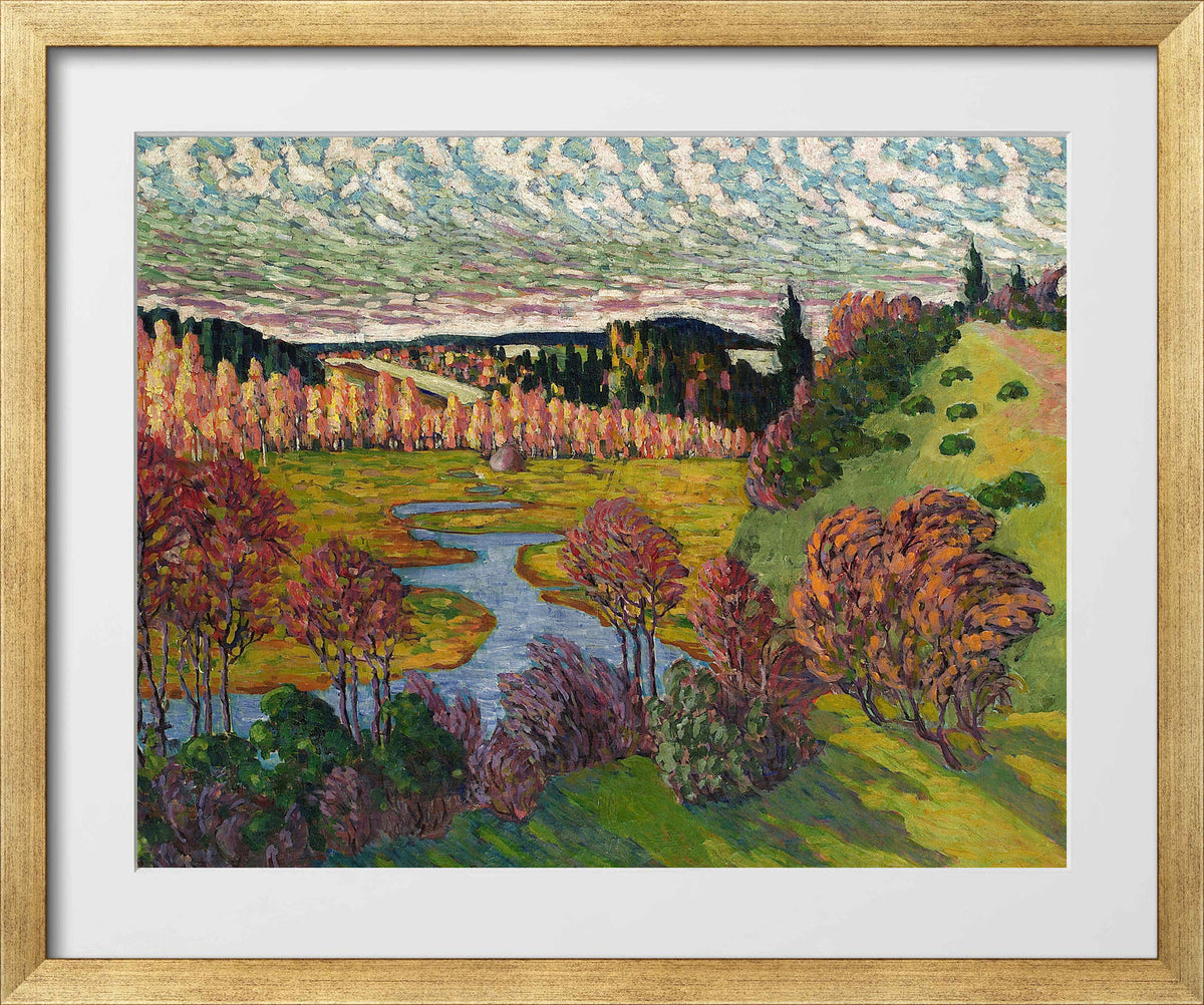 Autumn Landscape (1912) by Konrad Mägi — gold frame