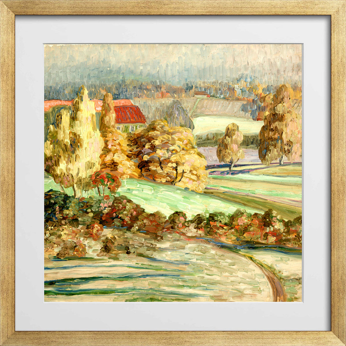 Autumn Landscape (1908–1910) by Konrad Mägi — gold frame