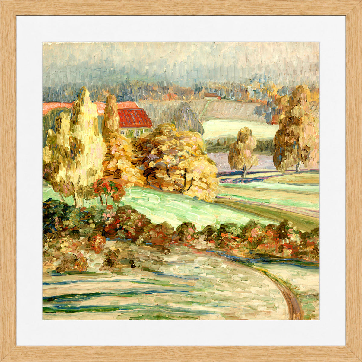 Autumn Landscape (1908–1910) by Konrad Mägi — oak frame