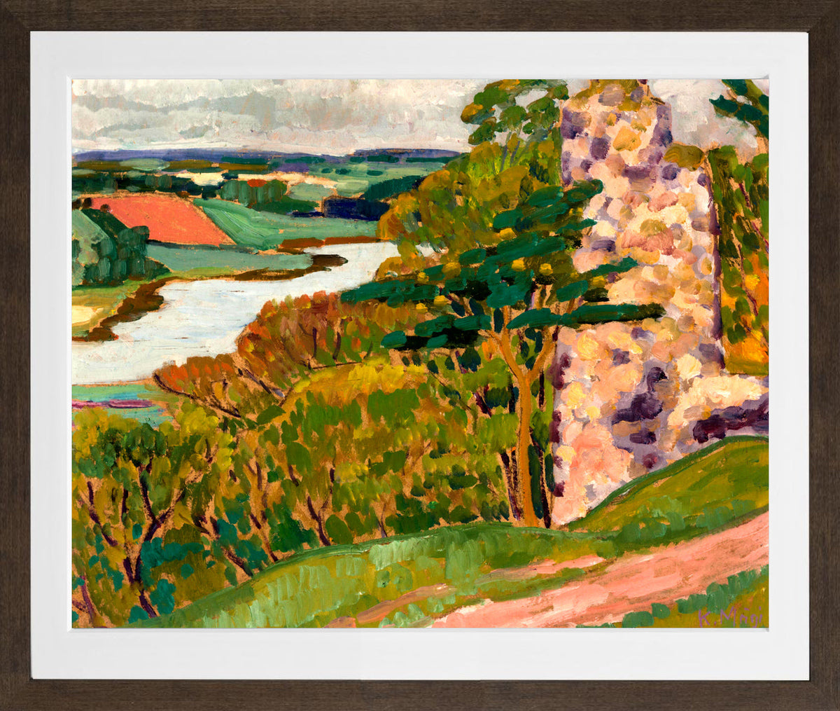 Autumn Landscape (1915–1916) by Konrad Mägi — brown frame
