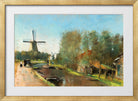 By the Canal, Holland (1913) by Lesser Ury — gold frame