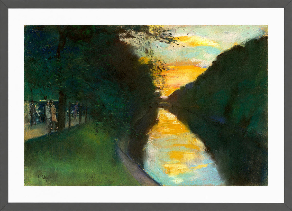 By the Landwehr Canal, Berlin (1920s) by Lesser Ury — dark grey frame