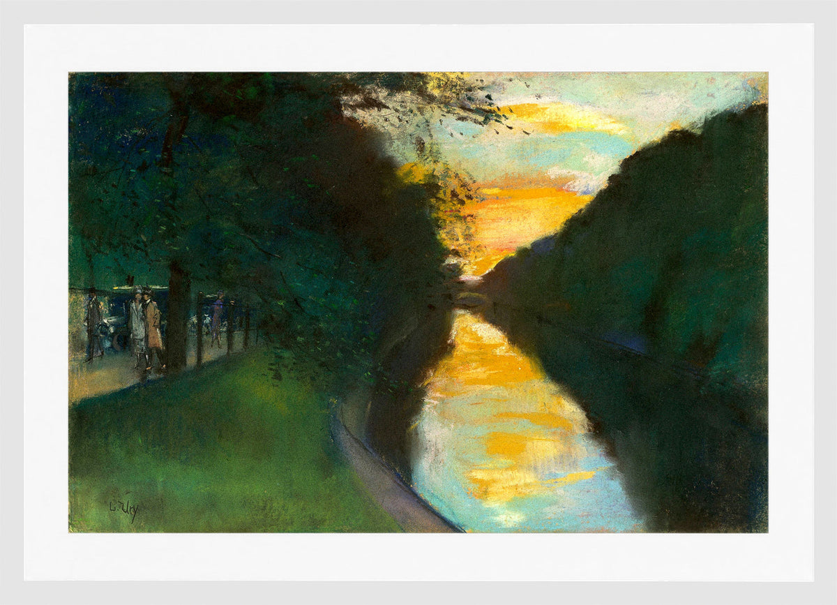 By the Landwehr Canal, Berlin (1920s) by Lesser Ury — white frame