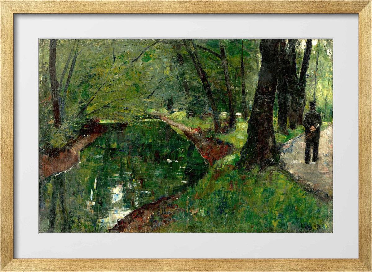 At the Neuer See, Berlin Tiergarten (1889) by Lesser Ury — gold frame