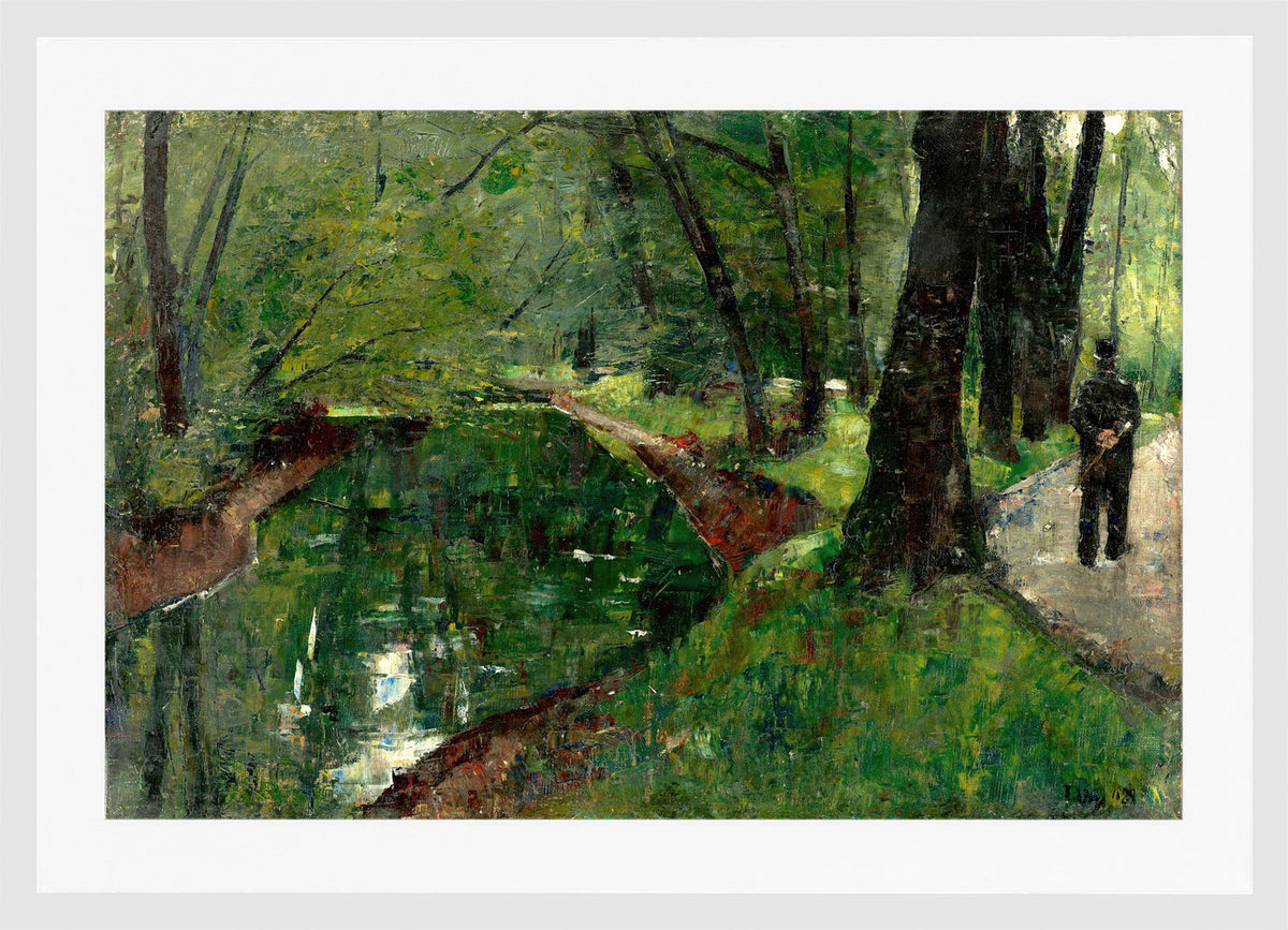 At the Neuer See, Berlin Tiergarten (1889) by Lesser Ury — white frame