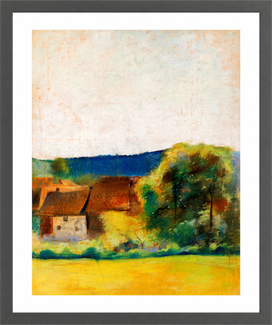 Farmhouses (1900–1910) by Lesser Ury — dark grey frame