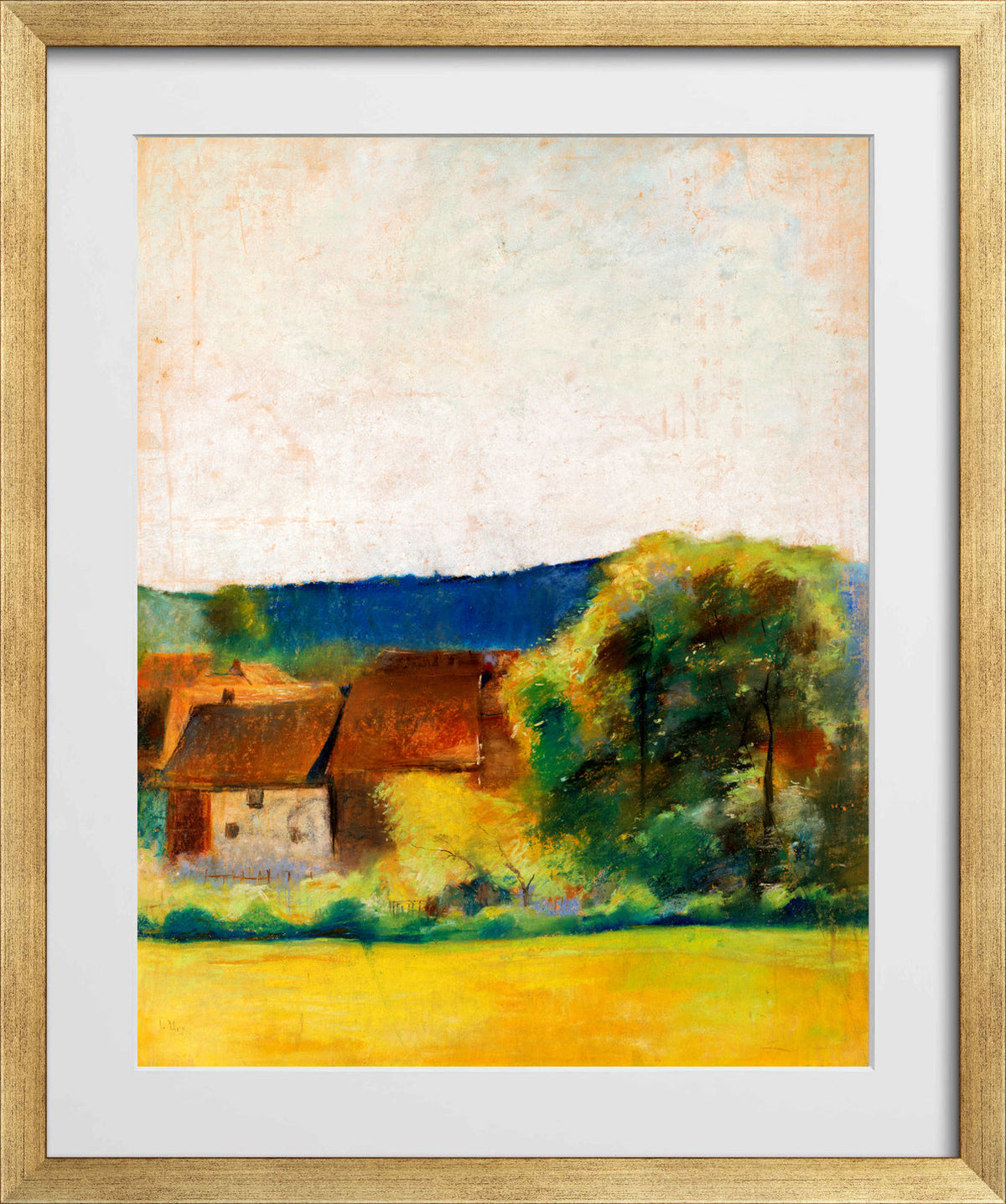 Farmhouses (1900–1910) by Lesser Ury — gold frame