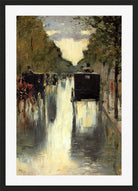 Berlin Street Scene with Horse-Drawn Cabs by Lesser Ury — black frame