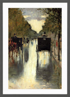 Berlin Street Scene with Horse-Drawn Cabs by Lesser Ury — dark grey frame