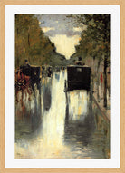Berlin Street Scene with Horse-Drawn Cabs by Lesser Ury — oak frame
