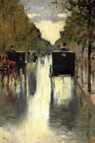 Berlin Street Scene with Horse-Drawn Cabs by Lesser Ury — unframed