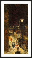 Berlin Street at Night (1889) by Lesser Ury — black frame