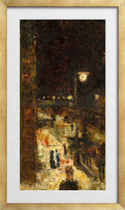 Berlin Street at Night (1889) by Lesser Ury — gold frame