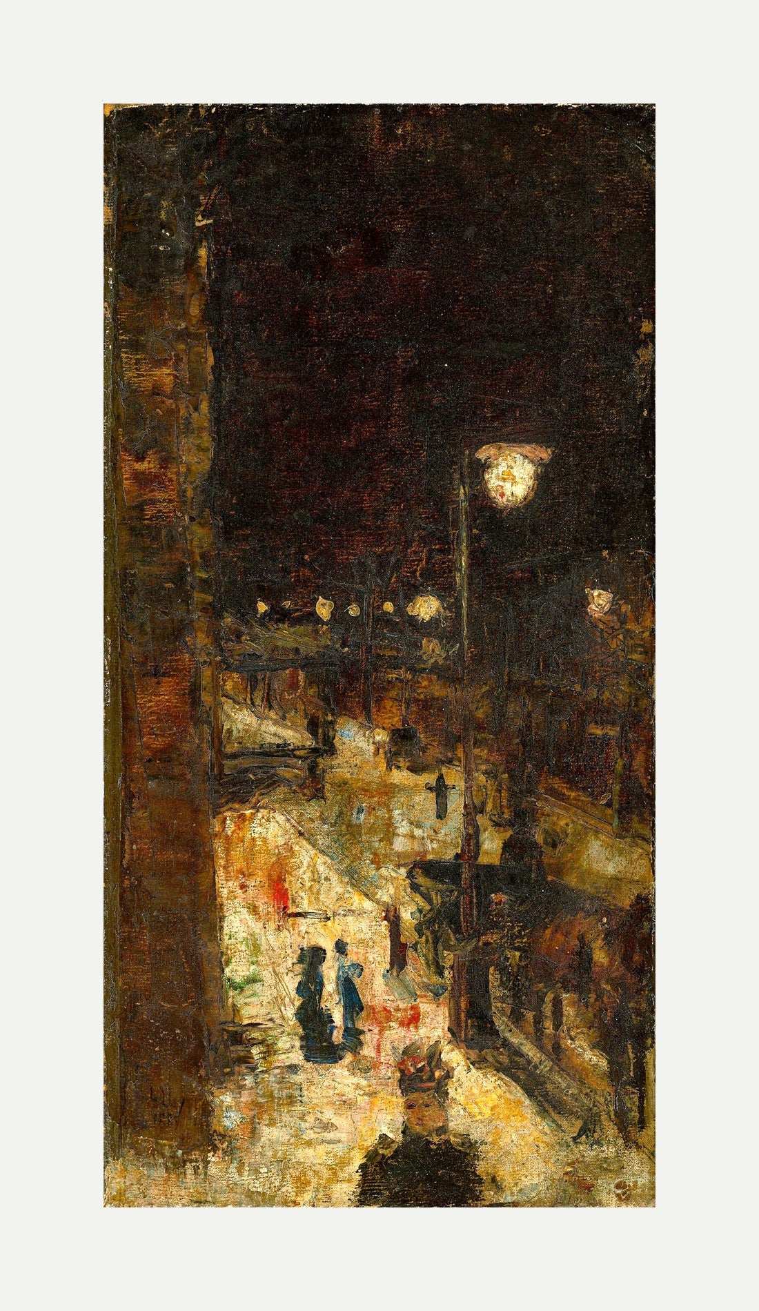 Berlin Street at Night (1889) by Lesser Ury — rolled canvas