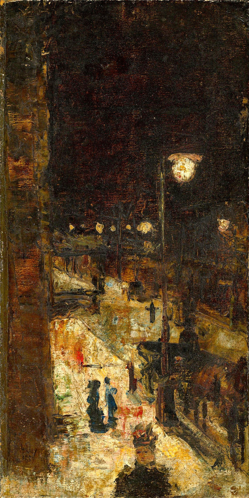Berlin Street at Night (1889) by Lesser Ury — unframed