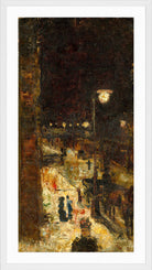 Berlin Street at Night (1889) by Lesser Ury — white frame