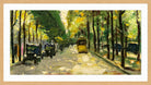 Berlin Street in Sunshine (1920s) by Lesser Ury — oak frame