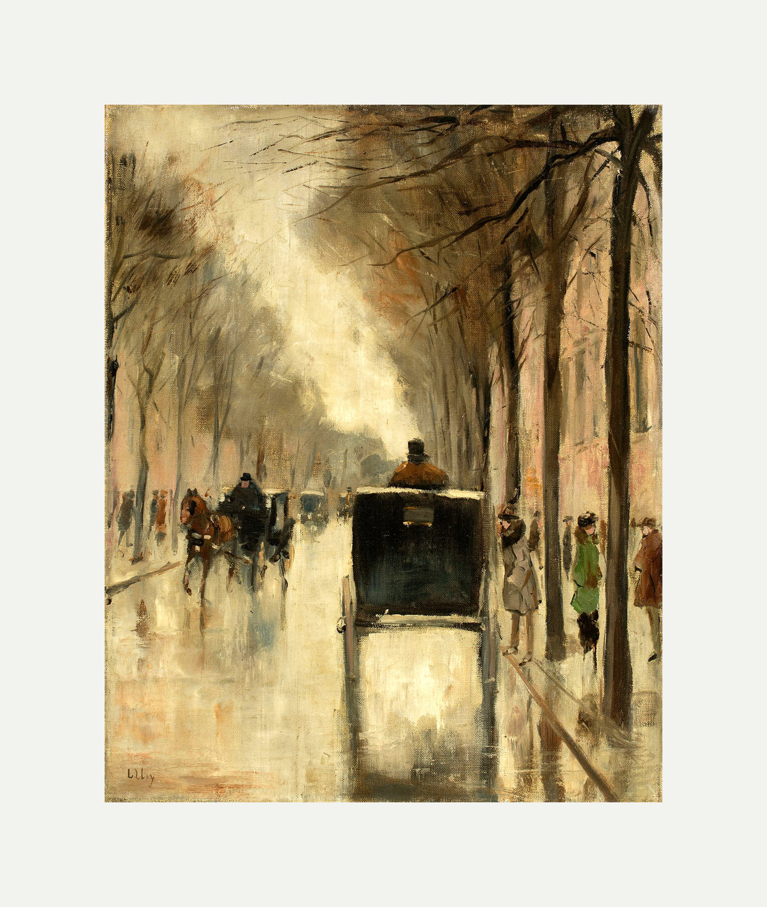 Berlin Street Scene in Late Autumn (c. 1920–1925) by Lesser Ury — rolled canvas