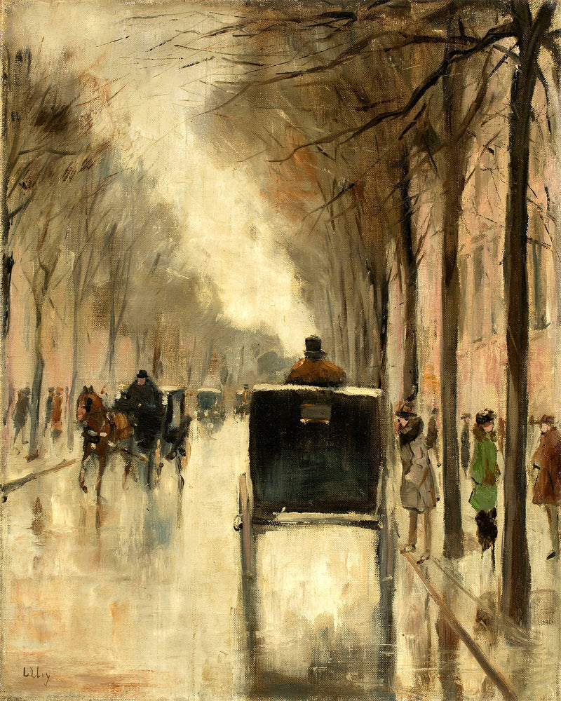Berlin Street Scene in Late Autumn (c. 1920–1925) by Lesser Ury — unframed