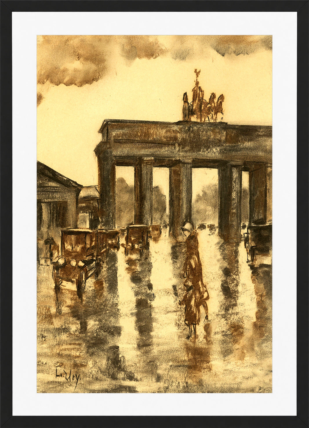 View of the Brandenburg Gate (c. 1925) by Lesser Ury — black frame
