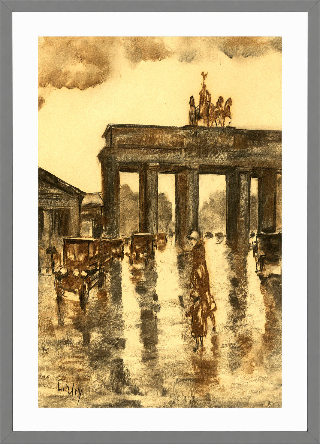 View of the Brandenburg Gate (c. 1925) by Lesser Ury — light grey frame