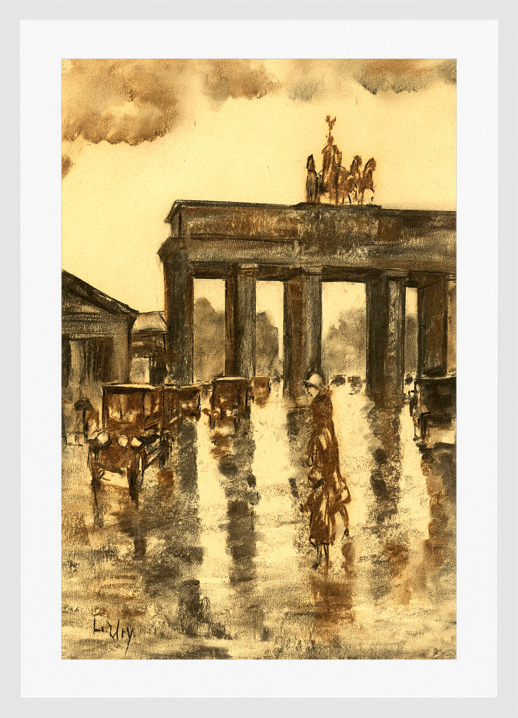 View of the Brandenburg Gate (c. 1925) by Lesser Ury — white frame