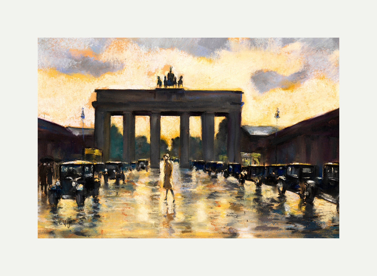 Brandenburg Gate from Pariser Platz (1928) by Lesser Ury — rolled canvas