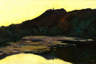 Castle by the River, Saaleck at Evening (1904) by Lesser Ury — unframed