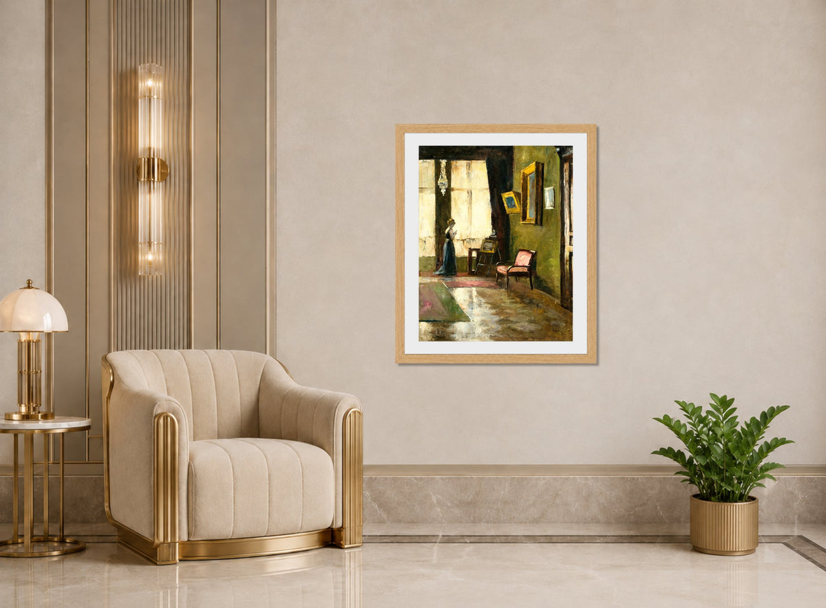 Woman by a Window and Easel (1910) by Lesser Ury — art deco roomset