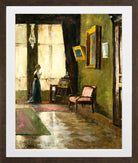 Woman by a Window and Easel (1910) by Lesser Ury — brown frame