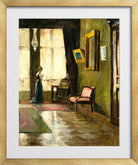 Woman by a Window and Easel (1910) by Lesser Ury — gold frame