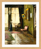 Woman by a Window and Easel (1910) by Lesser Ury — oak frame
