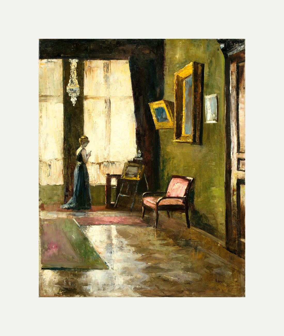 Woman by a Window and Easel (1910) by Lesser Ury — rolled canvas