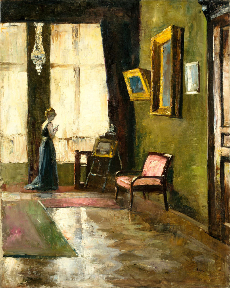 Woman by a Window and Easel (1910) by Lesser Ury — unframed