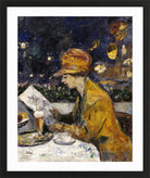 Lady in a Yellow Dress at Café Bauer (1910) by Lesser Ury — black frame