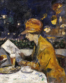 Lady in a Yellow Dress at Café Bauer (1910) by Lesser Ury — unframed