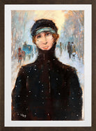 Lady in the Snow (1919) by Lesser Ury — brown frame